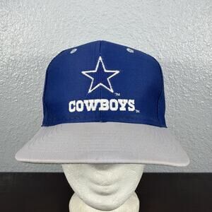 Dallas Cowboys Logo 7 Snapback Hat Mens VTG 80s NFL Blue Ball Cap